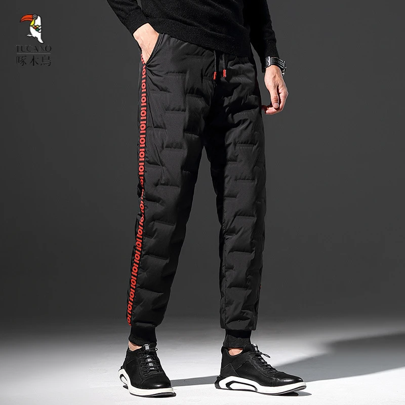 啄木鸟加厚羽绒裤男冬季户外防风保暖鸭绒棉裤青年修身加大运动休