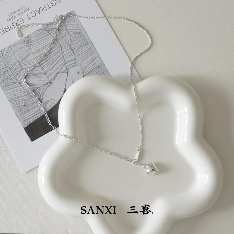 坠链均925银 简约精致【AB爱心项链】甜美温柔韩法式小众百搭锁骨链
