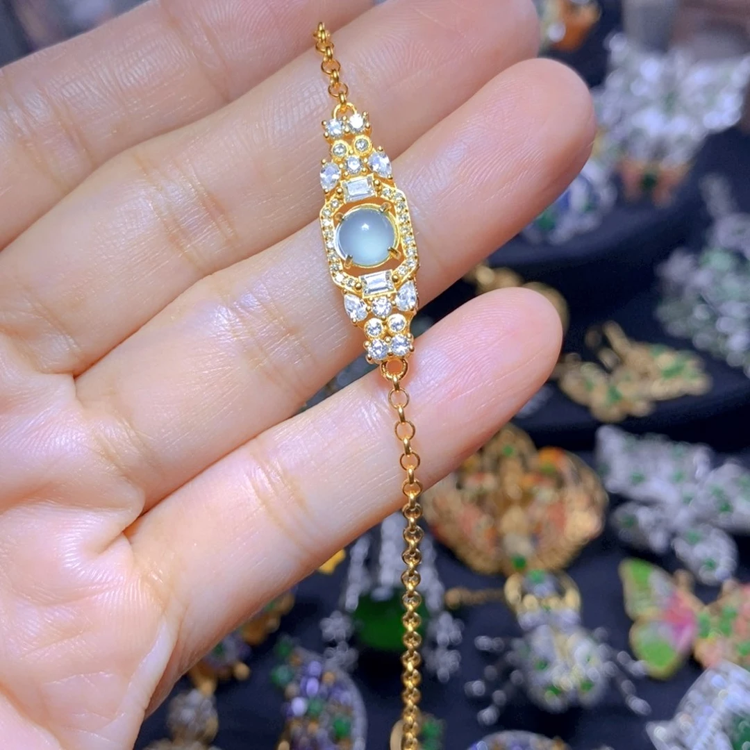 翡翠银S925镶嵌吊坠(不含链)天然翡翠