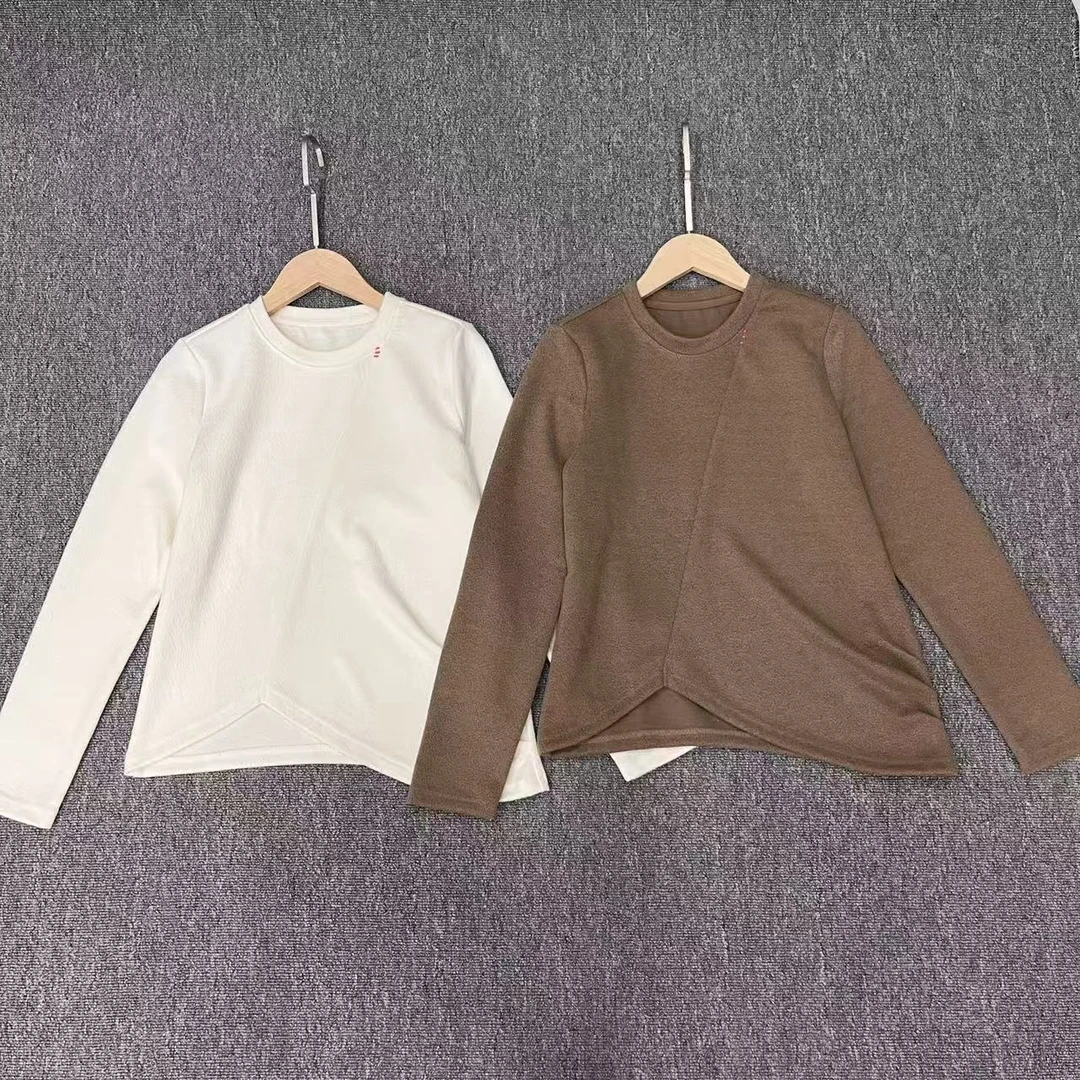 宝丫轻奢 女式简约拼接圆领打底衫Z399