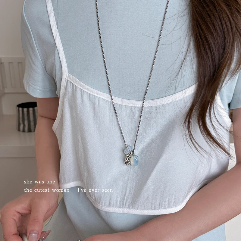 合金项链 百搭长款项链女款小众高级感毛衣链葡萄串吊坠ins坠链