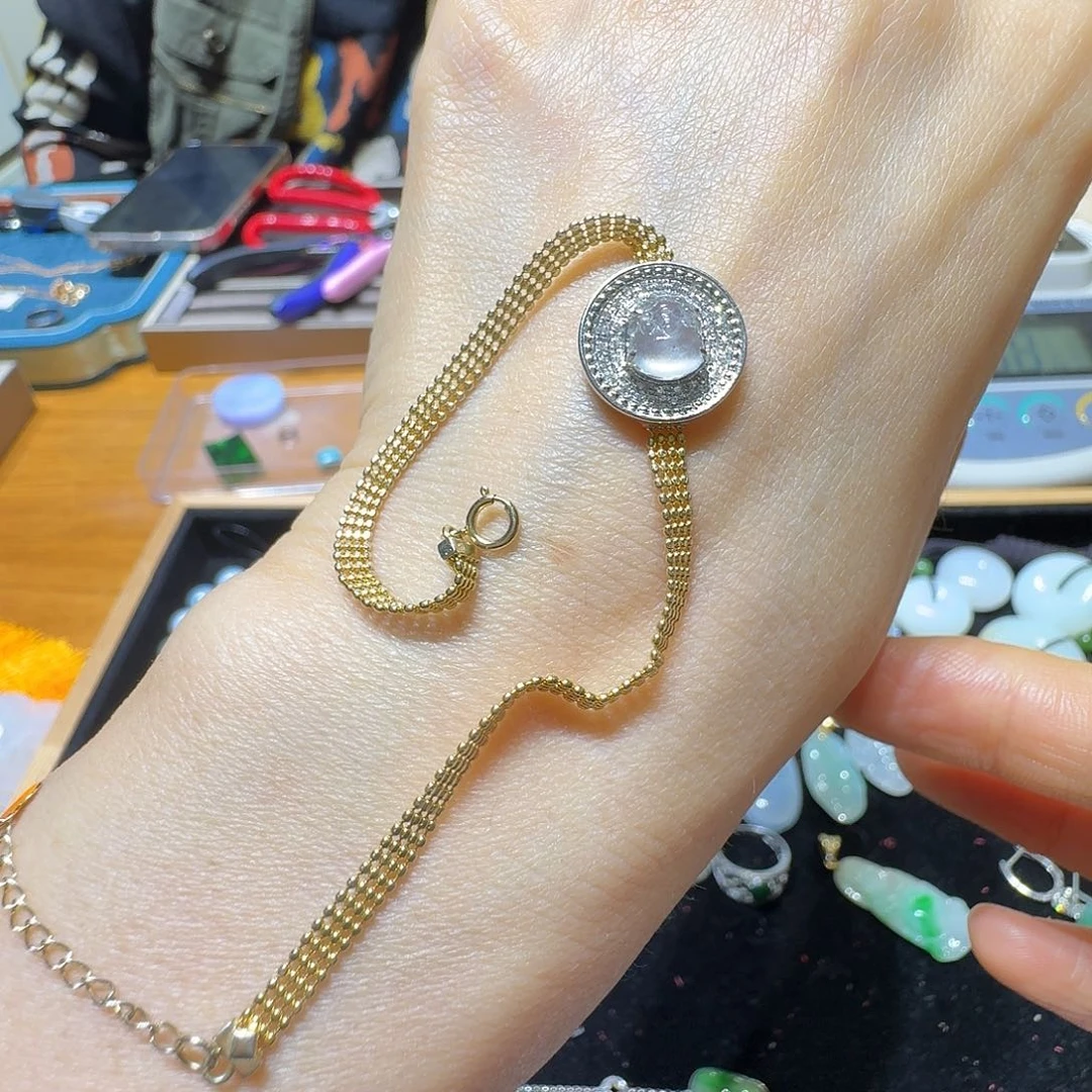 翡翠18K金镶嵌手链