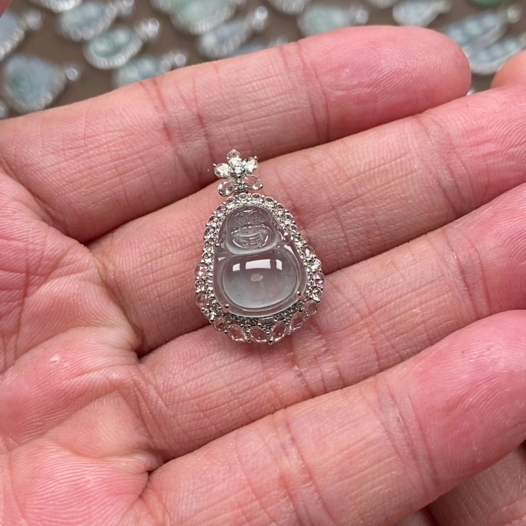 翡翠18K金镶嵌吊坠(不含链)佛公