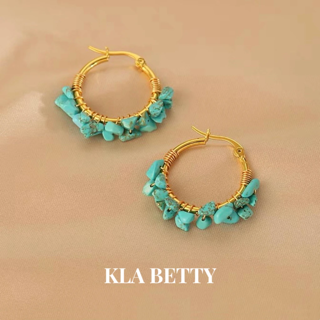 铜合金耳饰 彩色串珠耳环女设计感小流苏耳圈波西米亚民族风耳饰