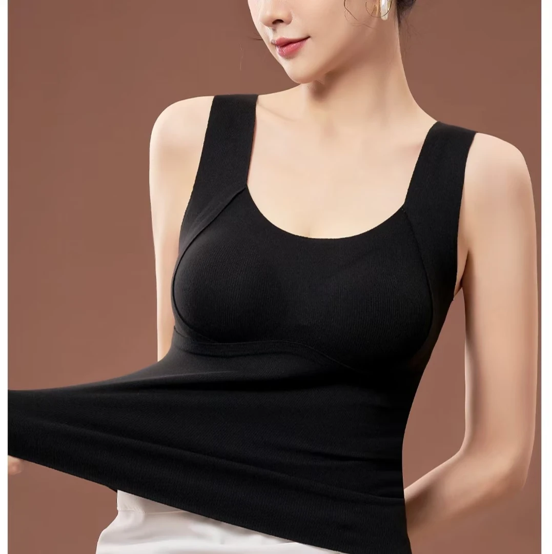 竖螺纹纯色女螺纹冬季极简风背心无钢圈百搭网红无痕