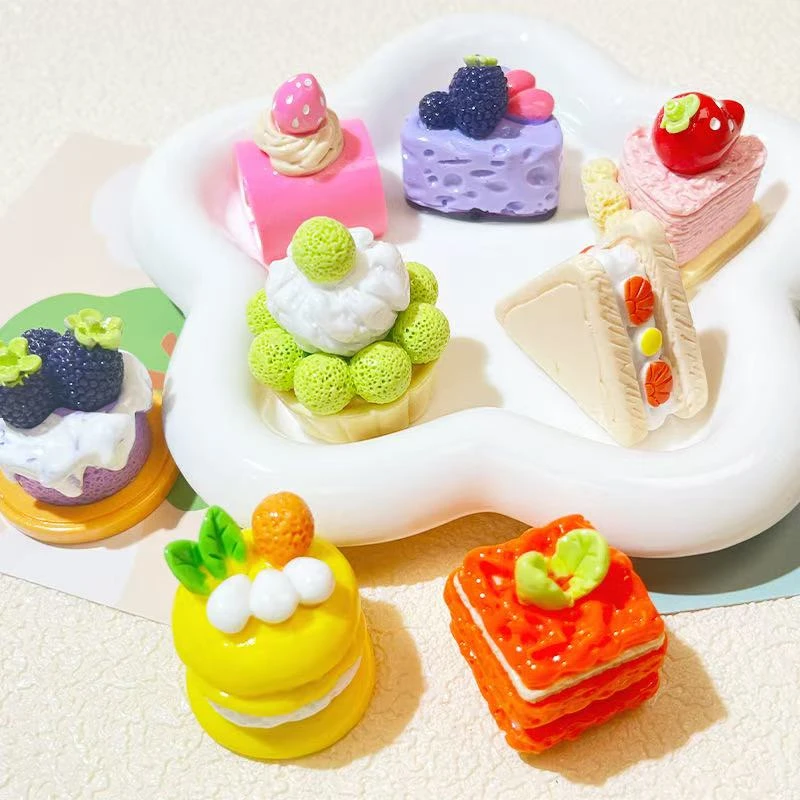 （许愿+对碰+三连）仿真食玩立体小蛋糕创意树脂DIY摆件挂件微景观