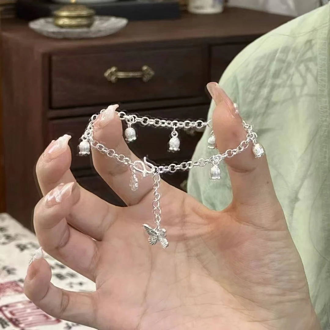 925银手链 【黔银记印象】蝴蝶铃兰花手链