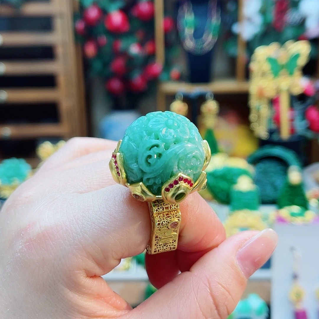 银S925镶嵌戒指翡翠48小时鉴赏期