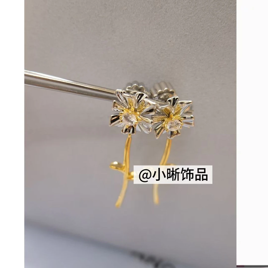 铜合金锆石耳饰 小众设计百搭花朵耳饰46801