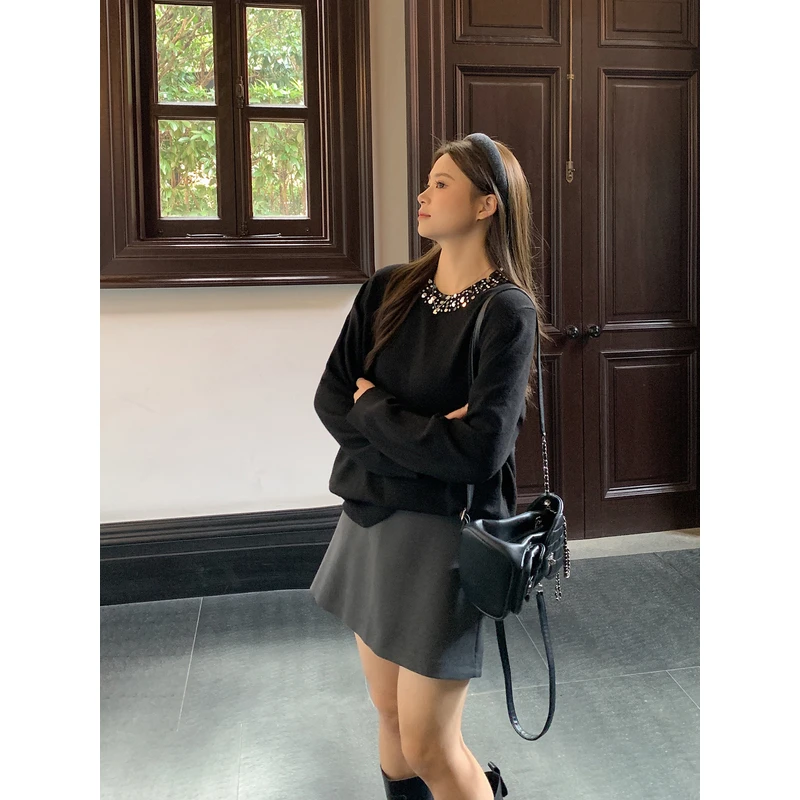 【ALINDM年中大清仓】胖mm遮肉a字短裙200斤高腰显瘦半身裙-XG7048