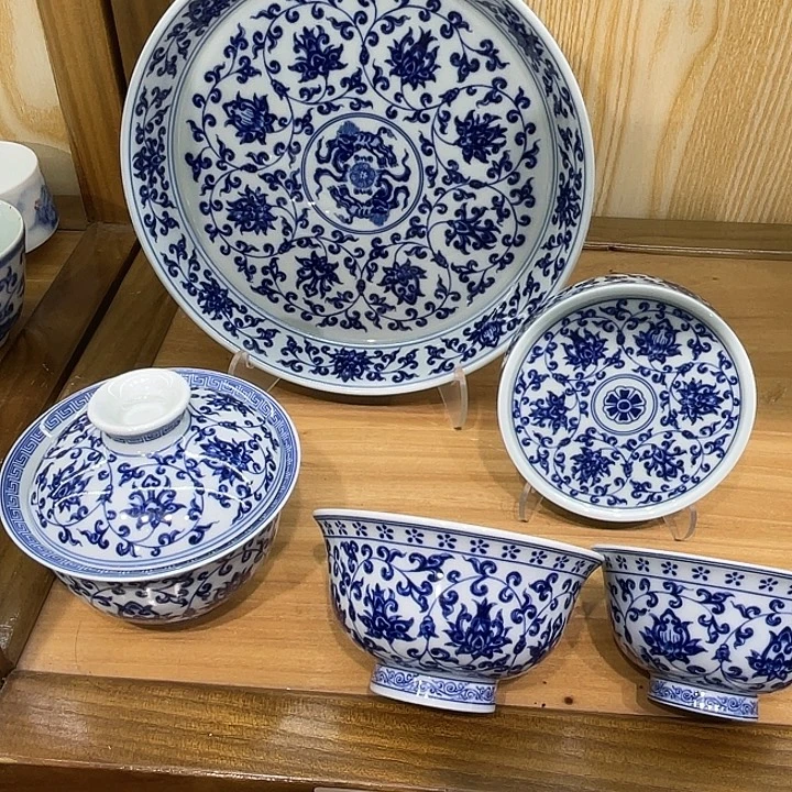 1***亿青花缠枝莲5件套茶具