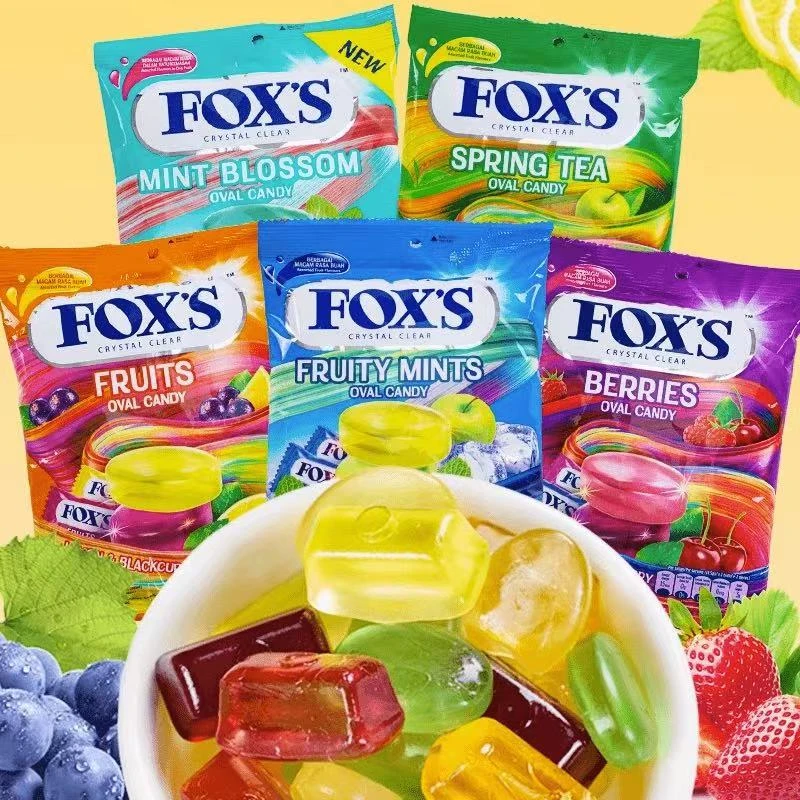 印尼进口foxs水晶糖福克斯袋装90g混合水果四季茶味水果硬糖糖果