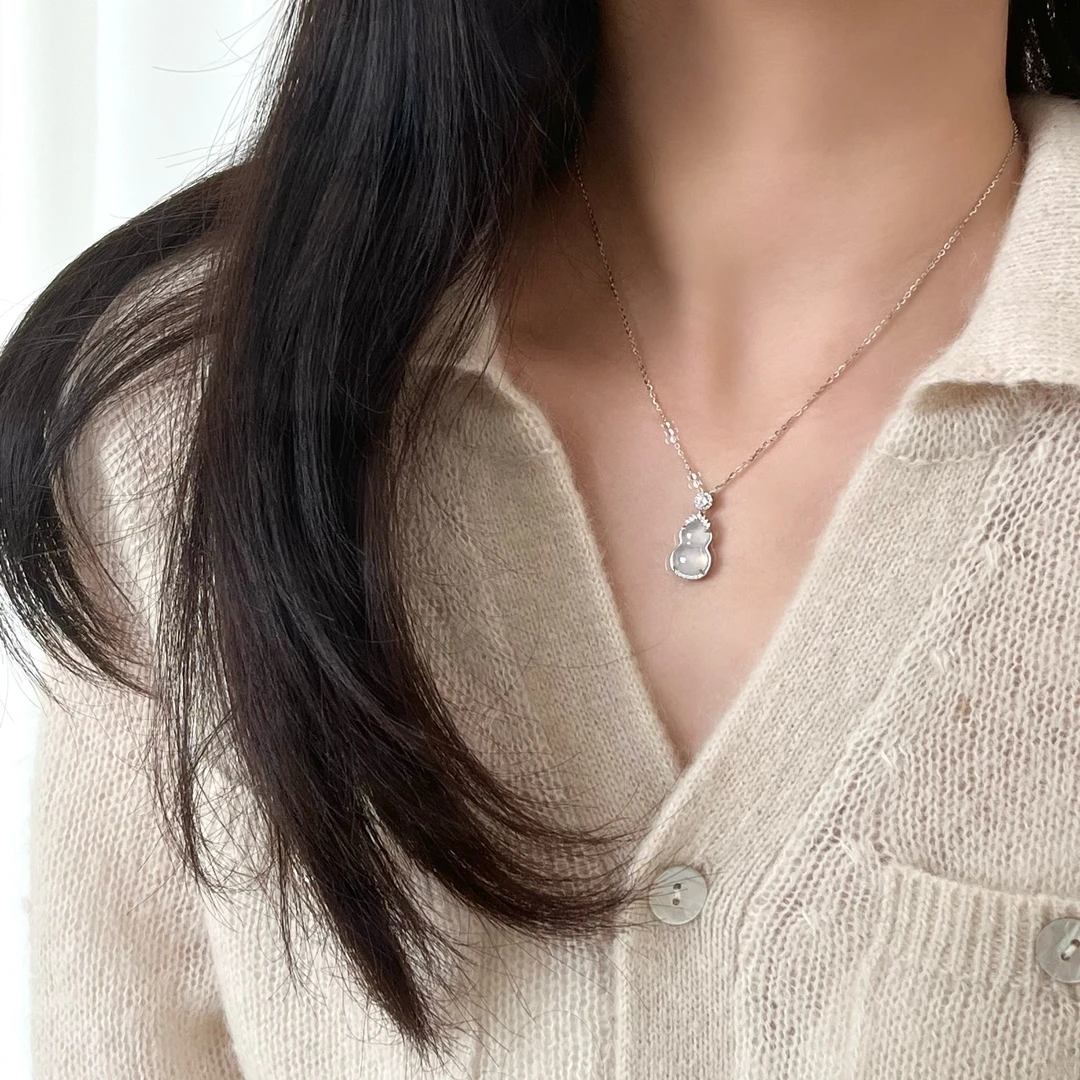 坠链均925银合成锆石 韩ins风时尚百搭气质简约 锆石葫芦项链