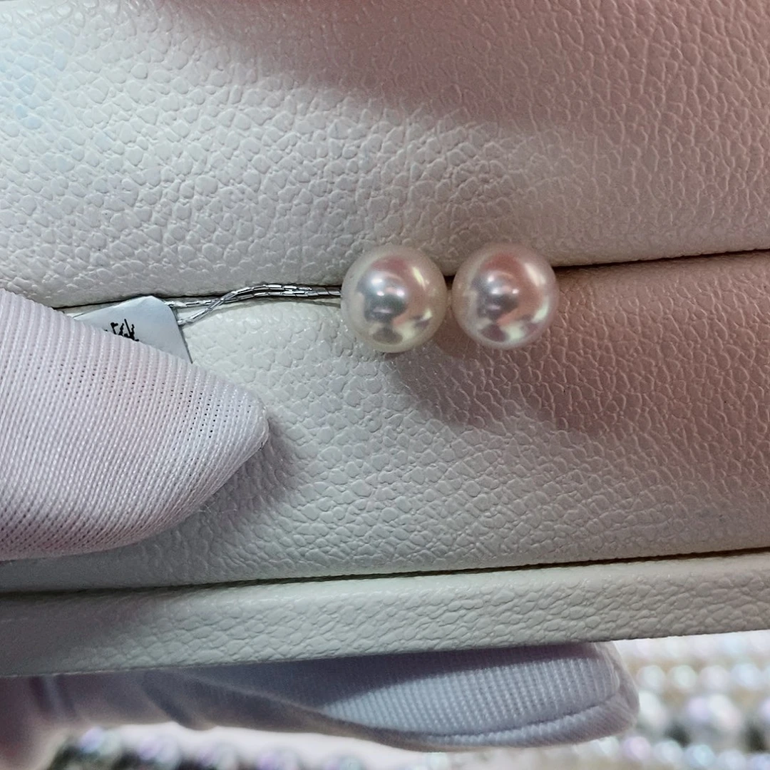 银S925镶嵌耳饰海水珍珠7-7.5