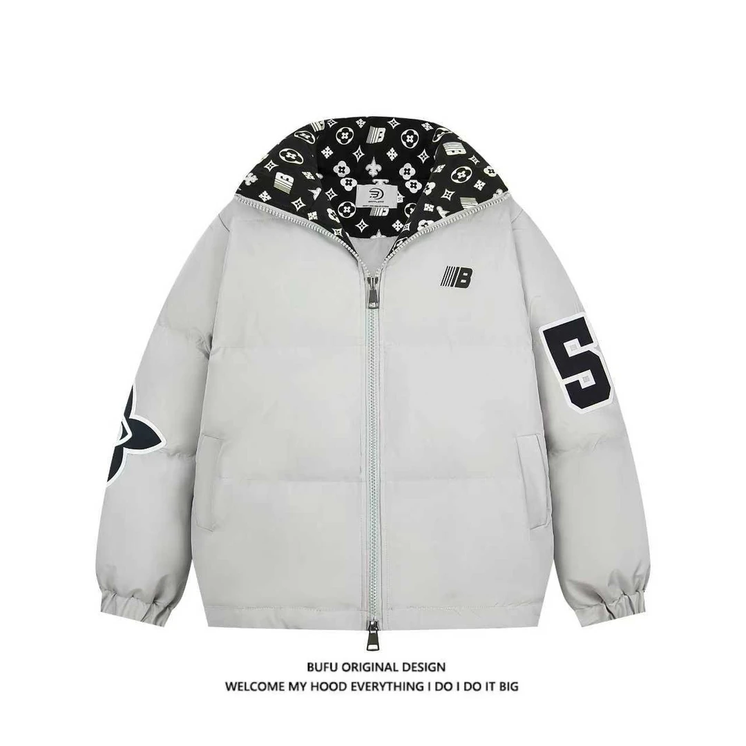 亿万少年BUFU美式复古面包服棉衣外套男女冬季情侣国潮牌印花棉服