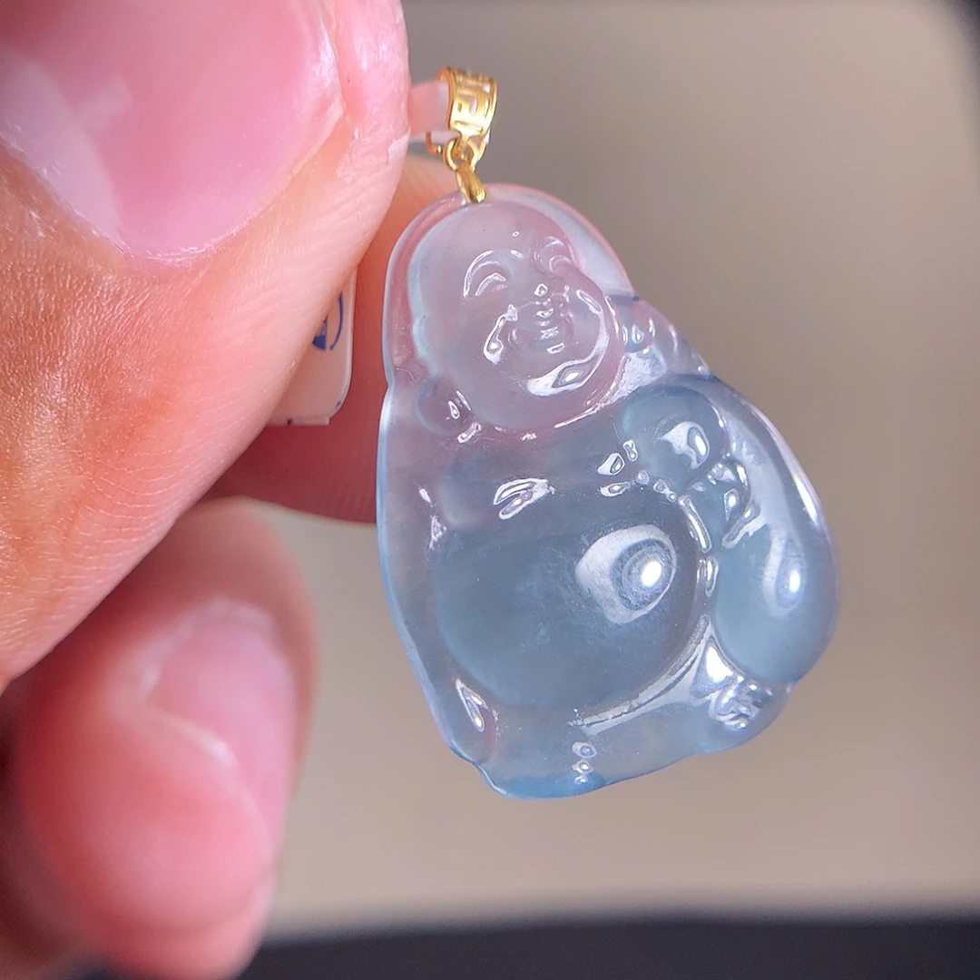 翡翠18K金镶嵌颈饰天然A货翡翠