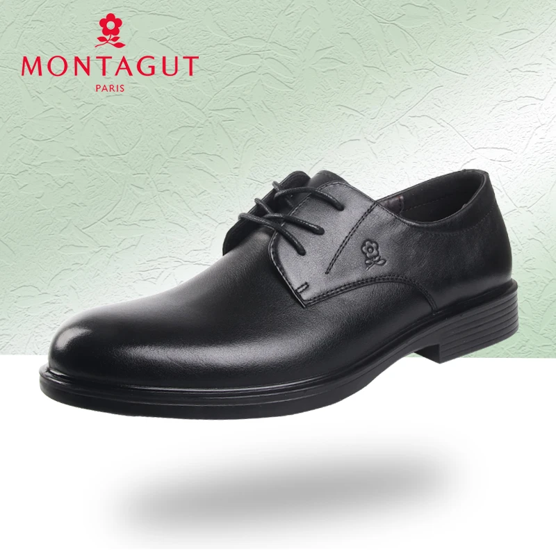 梦特娇2025秋冬新款商务正装系带真皮轻质透气通勤英伦风德比皮鞋