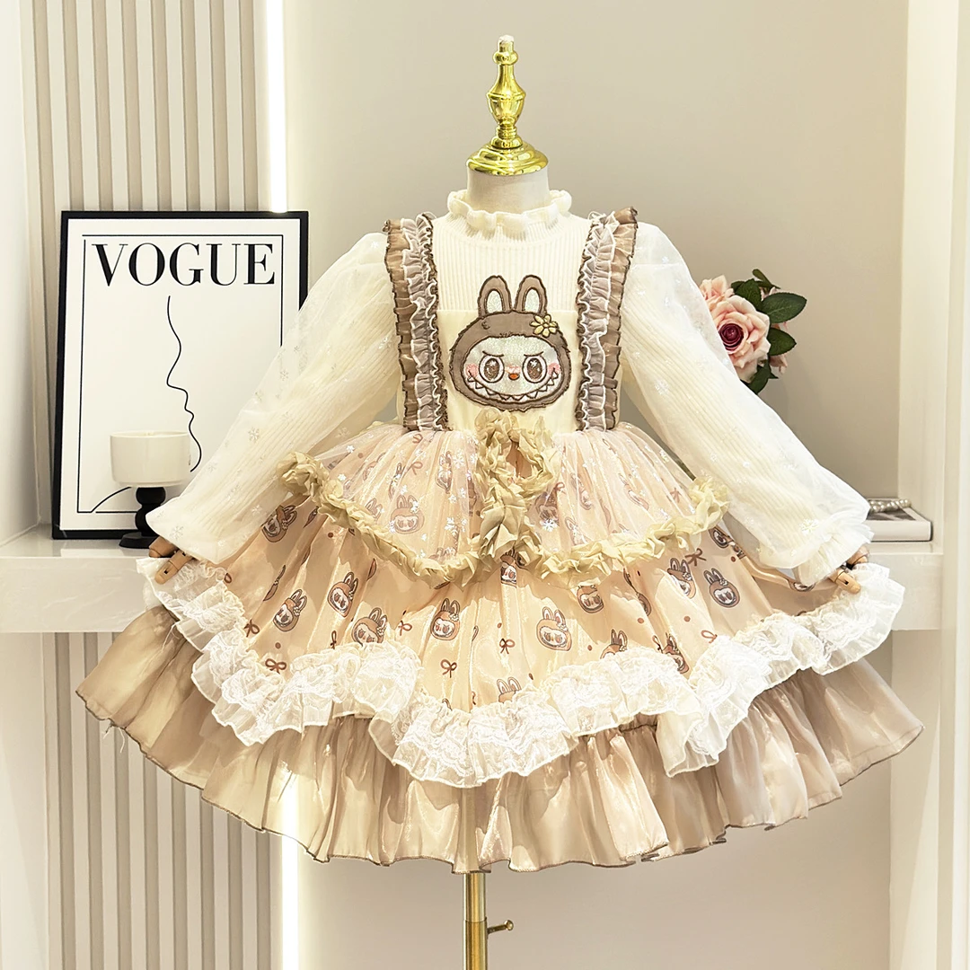 高档礼服公主裙女童洛丽塔裙子连衣裙甜美洋气拉布布毛衣裙秋冬款