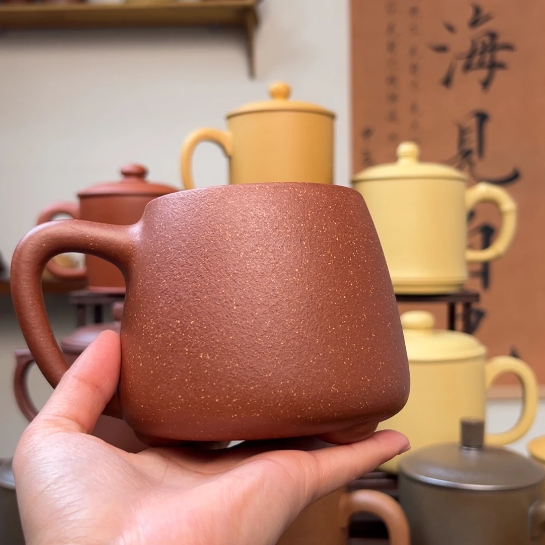 茶杯紫砂格*微瑕紫砂盖杯无盖红降坡