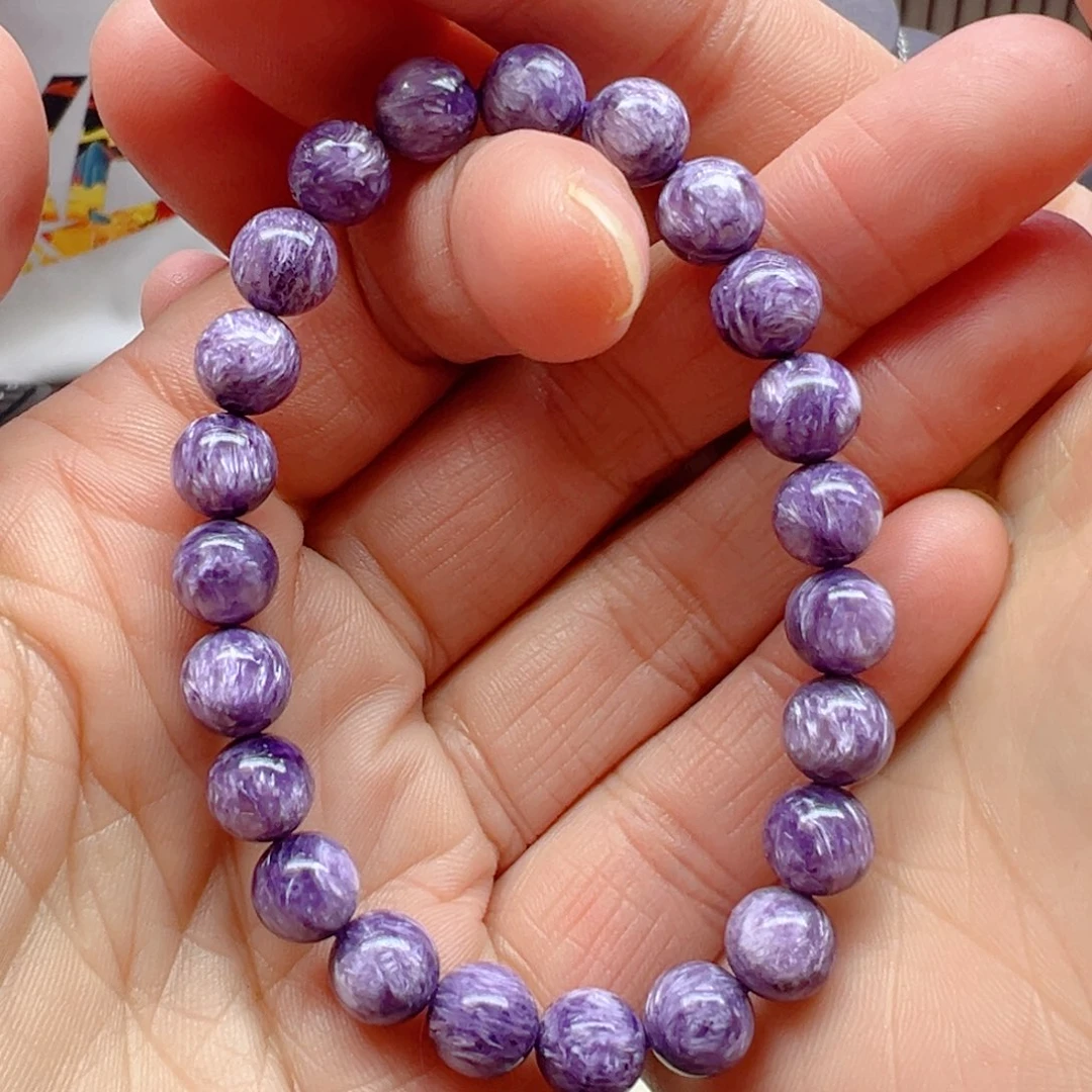 查罗石（紫龙晶）手串未镶嵌榴***葱紫龙晶8.3