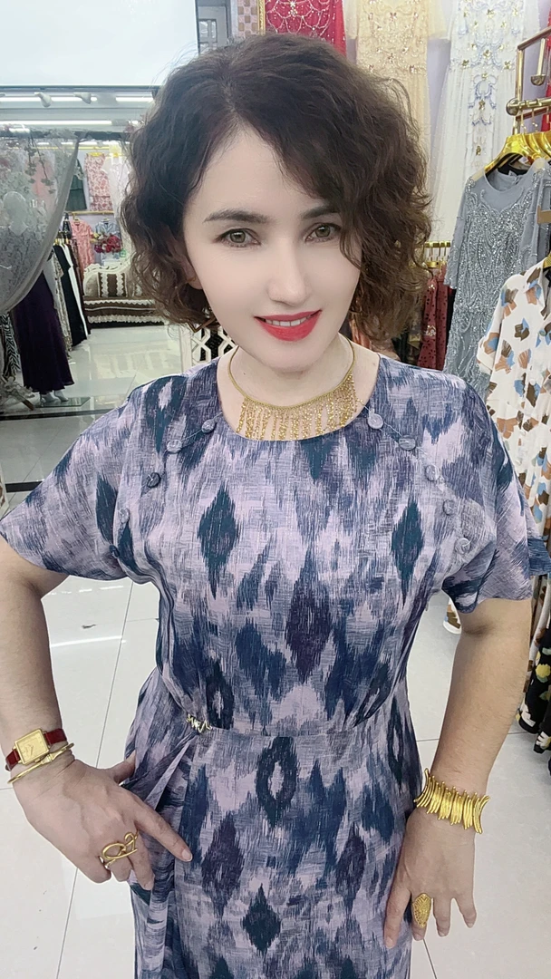MODA KIZ 夏季收腰中长款短袖女装连衣裙
