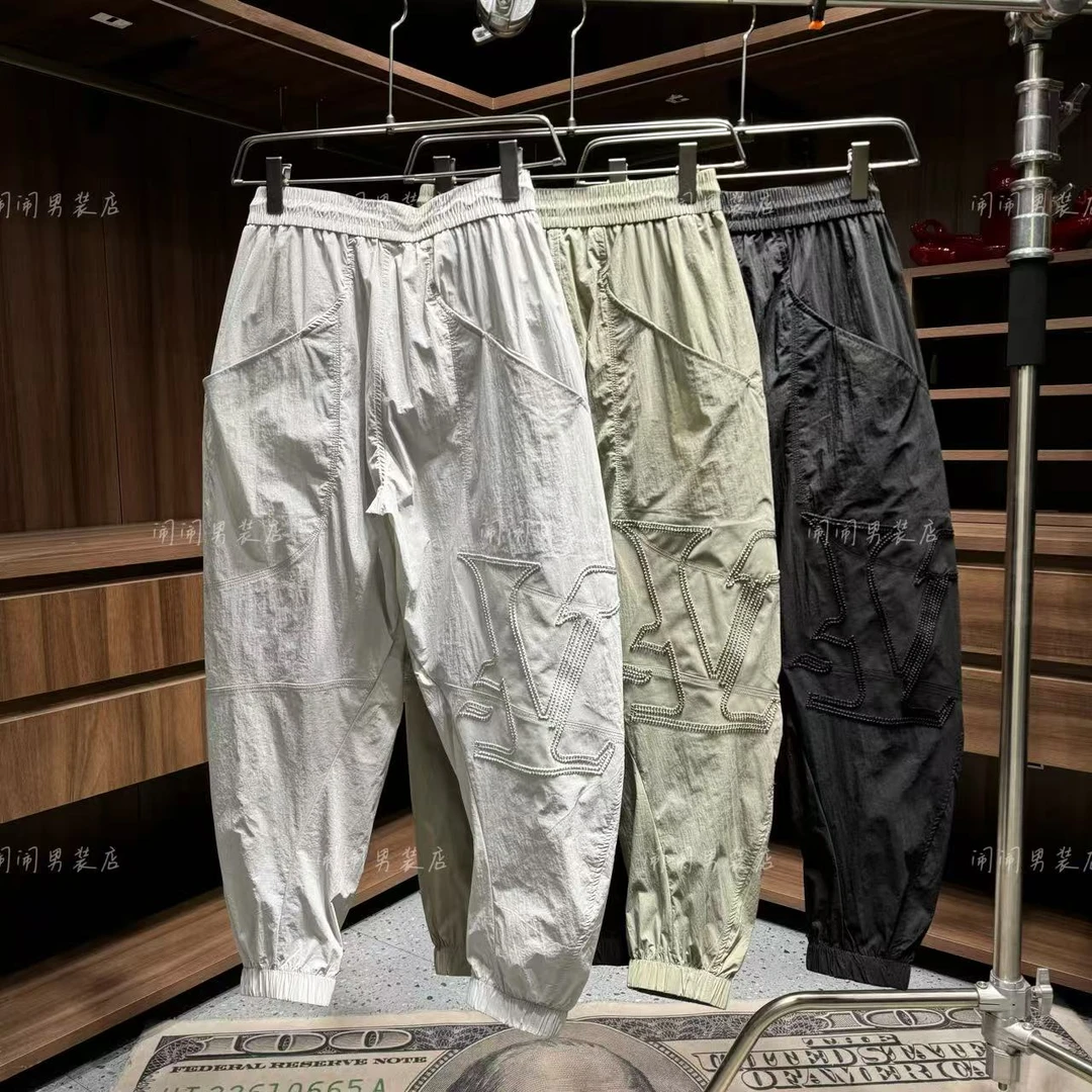 3992夏季新款高级感潮流薄款百搭刺绣大字母设计速干束脚裤