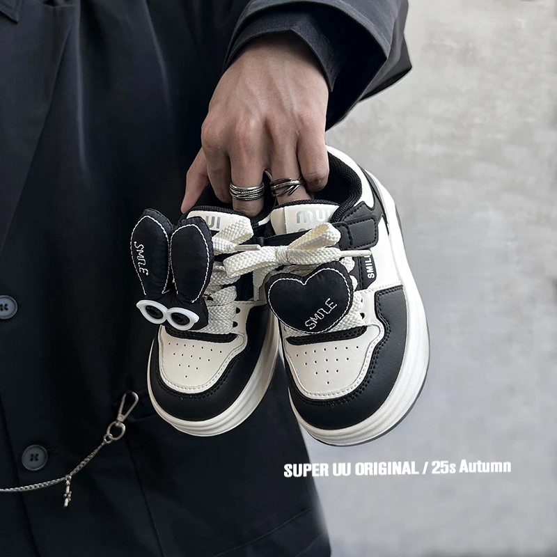 SuperUU秋季低帮儿童板鞋爱心配饰可爱女童休闲鞋透气男童运动鞋