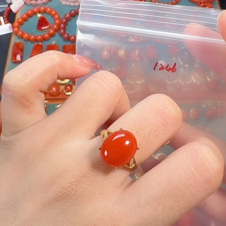 南红玛瑙银S925镶嵌戒指