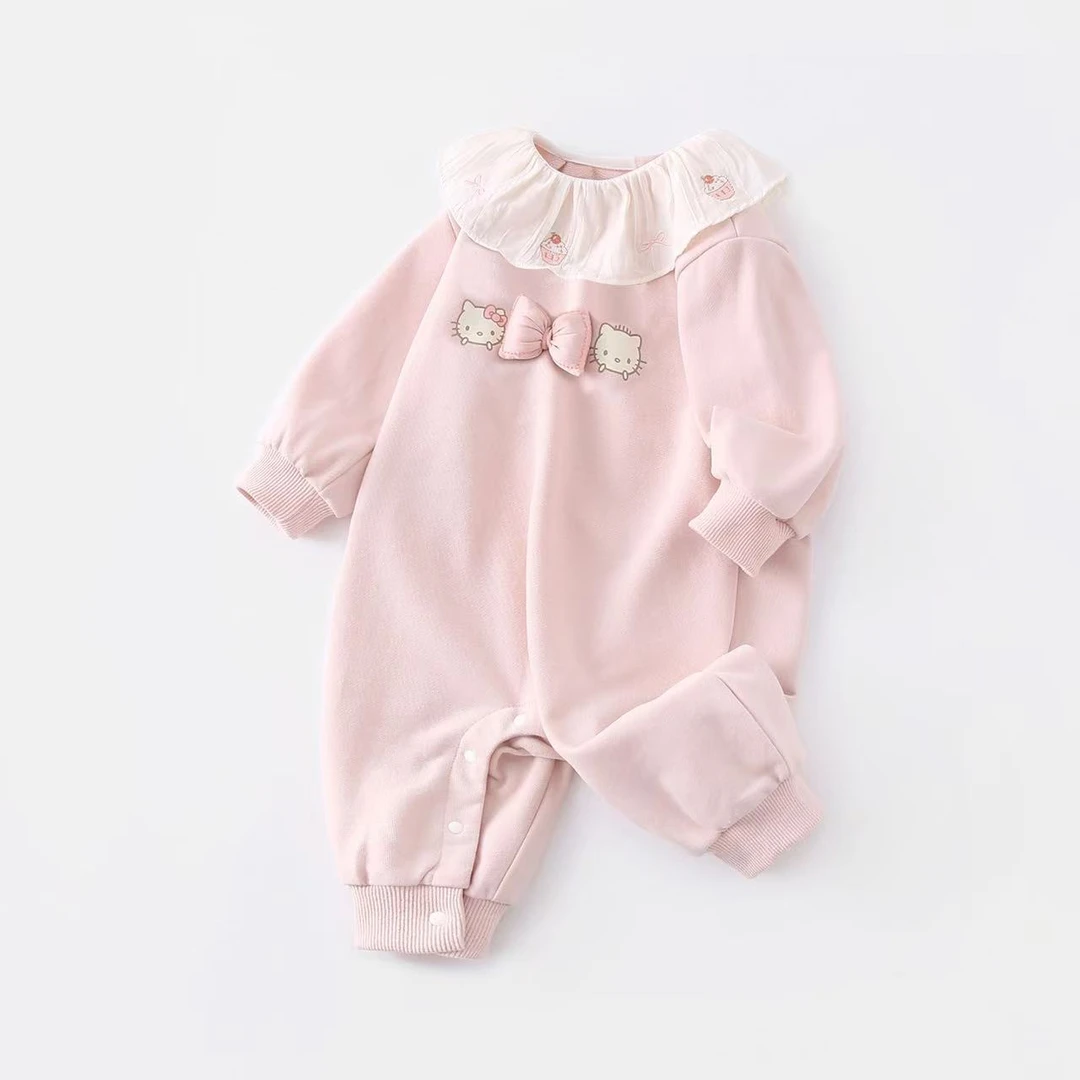 婴儿公主衣服小月龄早秋外出服洋气女宝宝秋装荷叶领粉色婴童哈衣