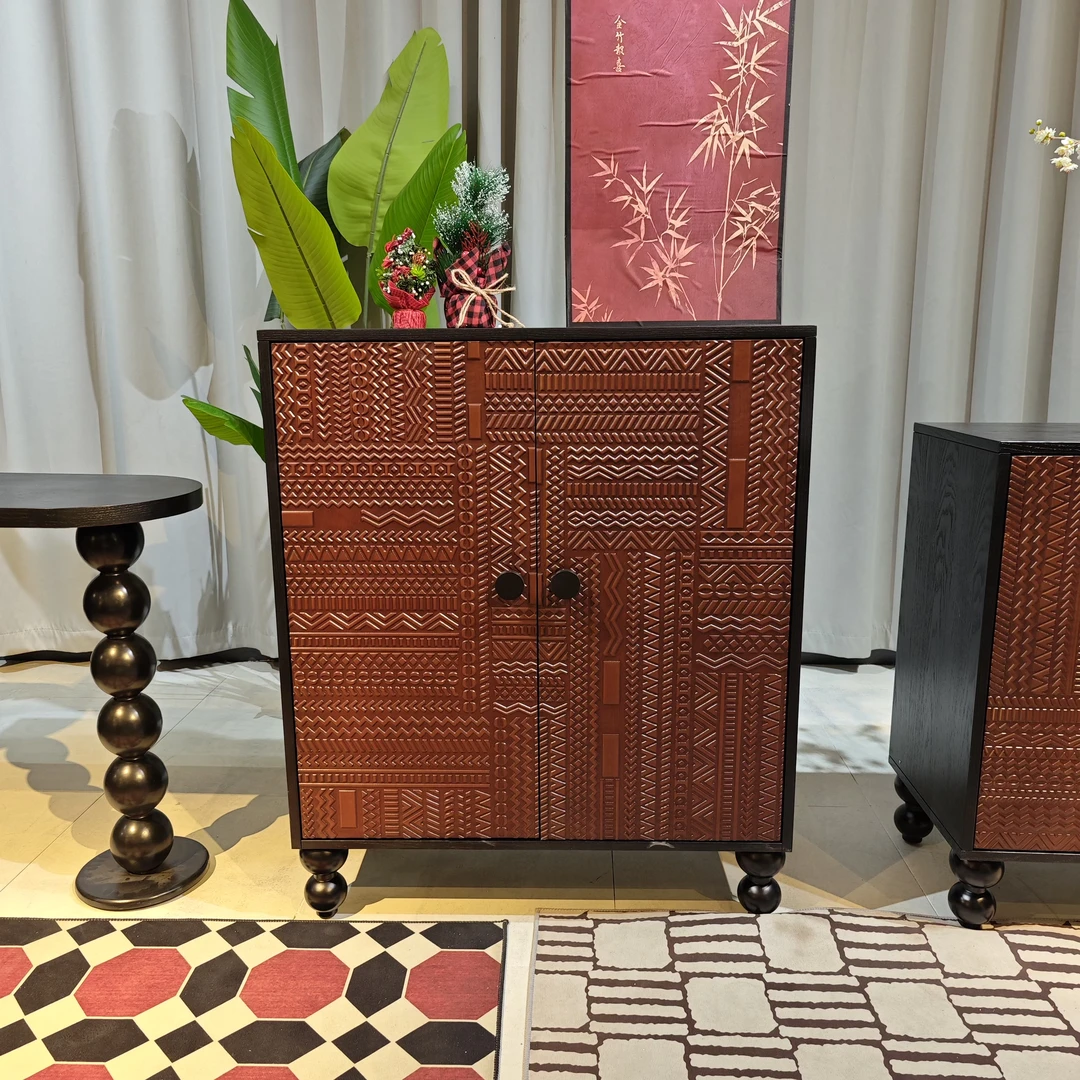 【巴达洛克双门柜】新中式门柜复古客厅餐边柜靠墙双门柜储物柜雕花