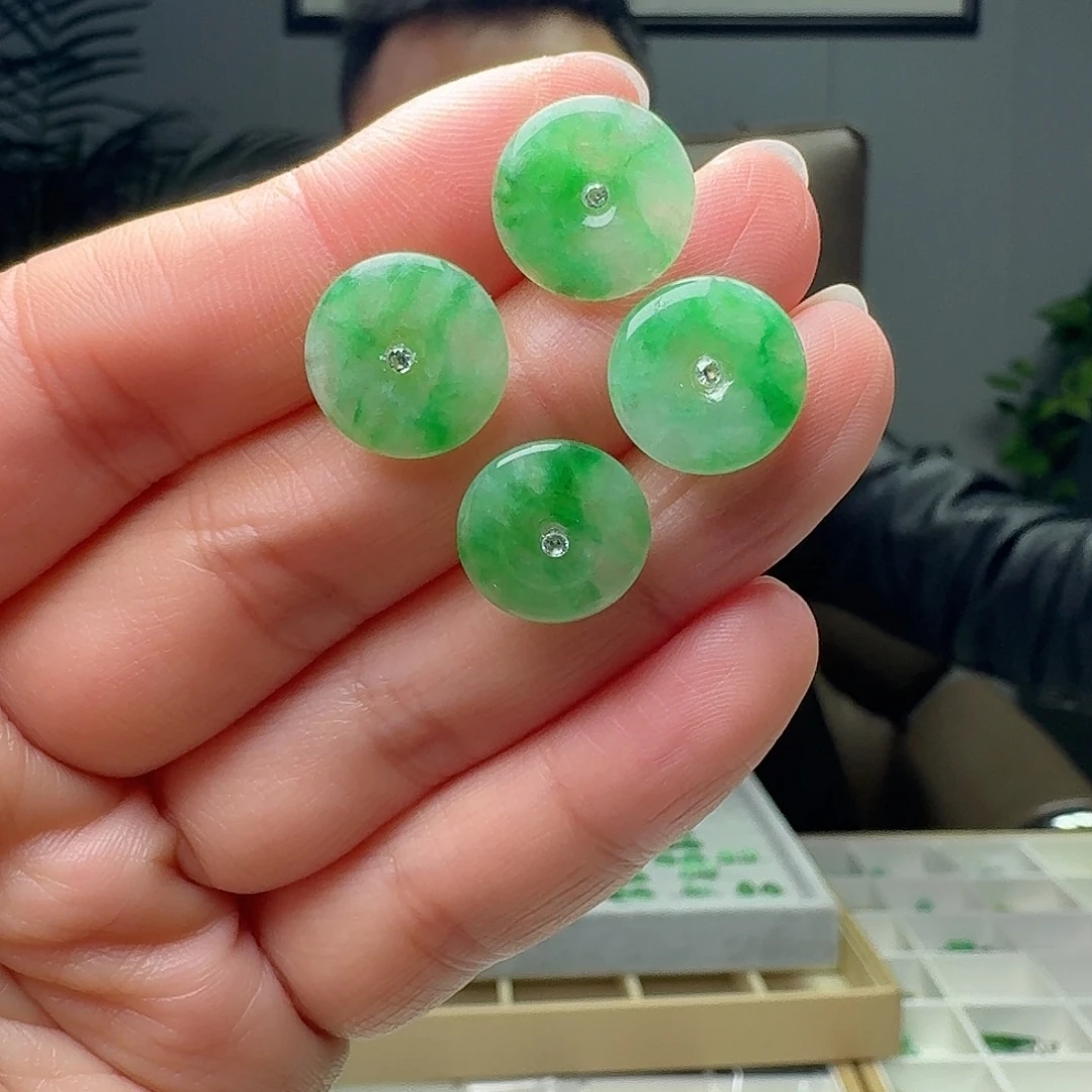 翡翠18K金镶嵌耳饰多样性发货其一