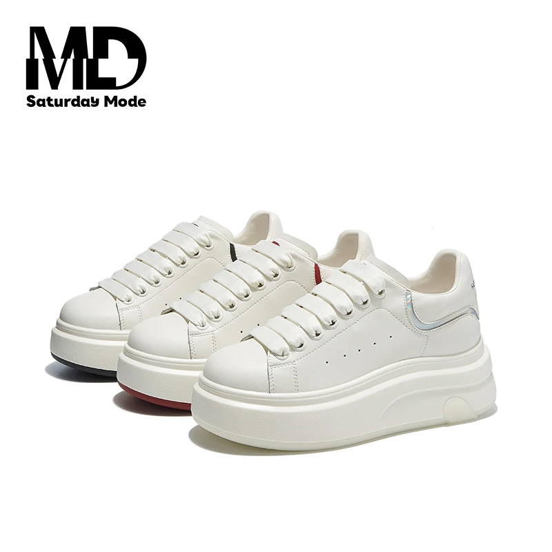 SATURDAYMODE小白鞋女2025春季新款厚底透气运动休闲面包板鞋H61