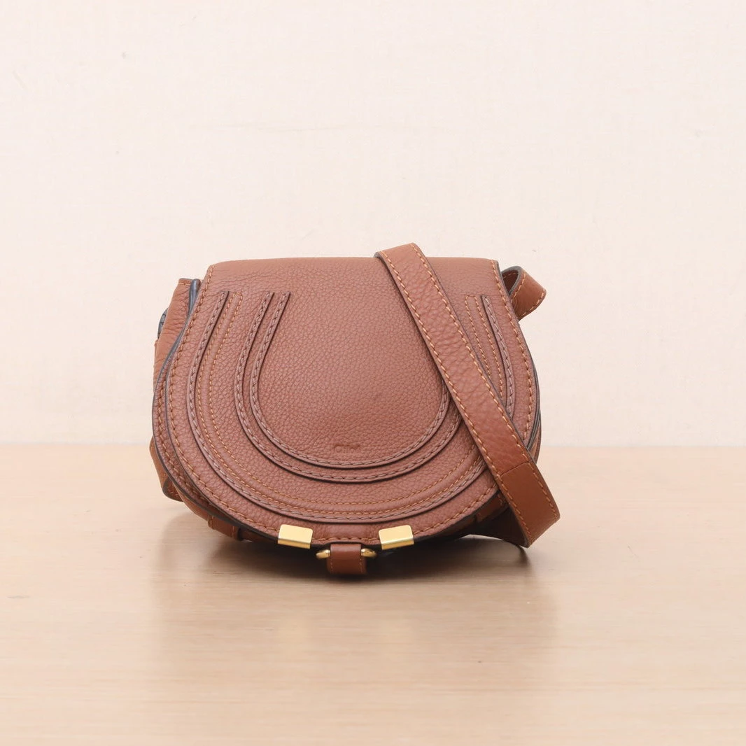 95新 Chloe/蔻依 花花Marcie 马鞍包 Mini 棕色 皮革C