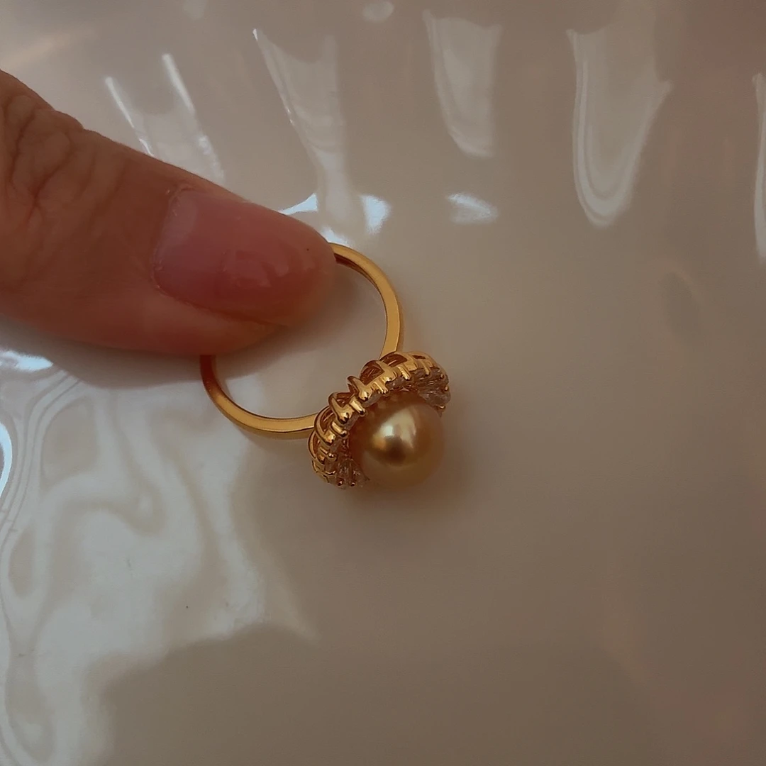 海水珍珠戒指银S925镶嵌