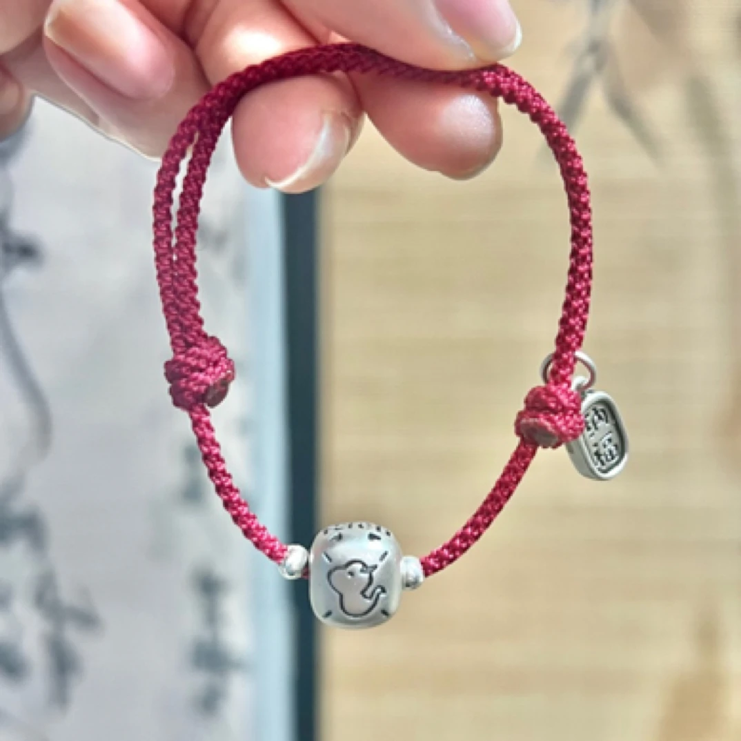 足银手链 蛇年比入本命红绳幸运富贵小蛇红绳手链不掉色可调节