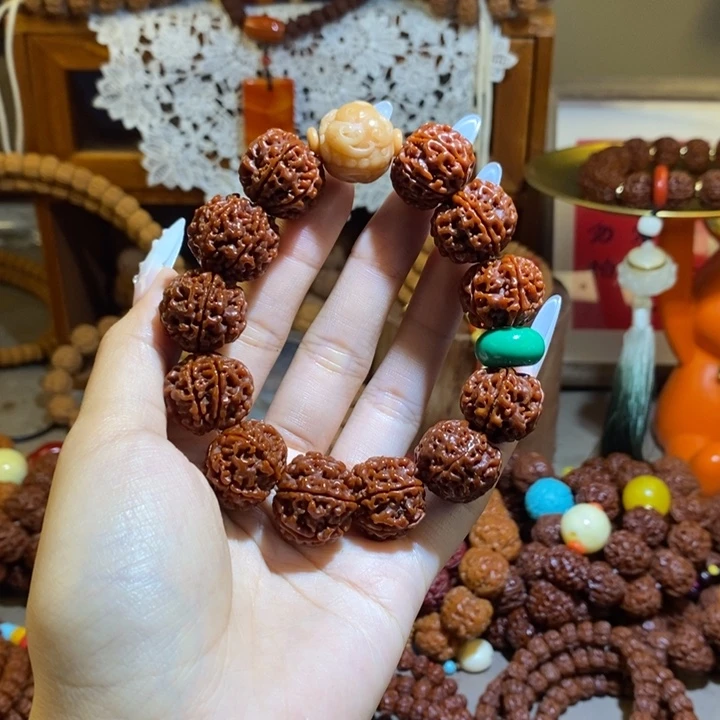 金刚菩提手串196玉华貔貅绿扣