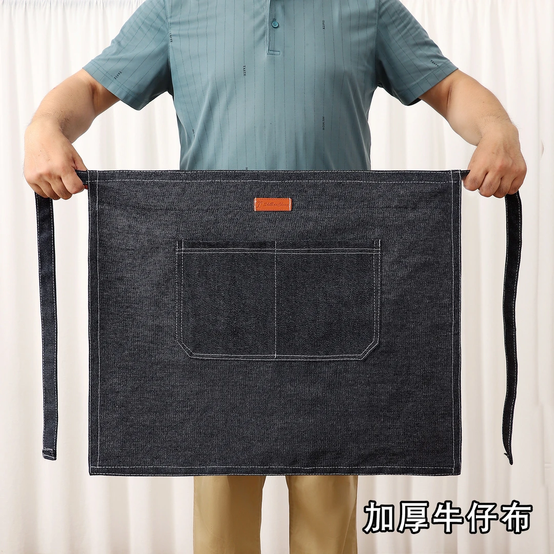 牛仔布2025新款半身围裙餐饮专用流行厨房家用工厨房专用半身围裙