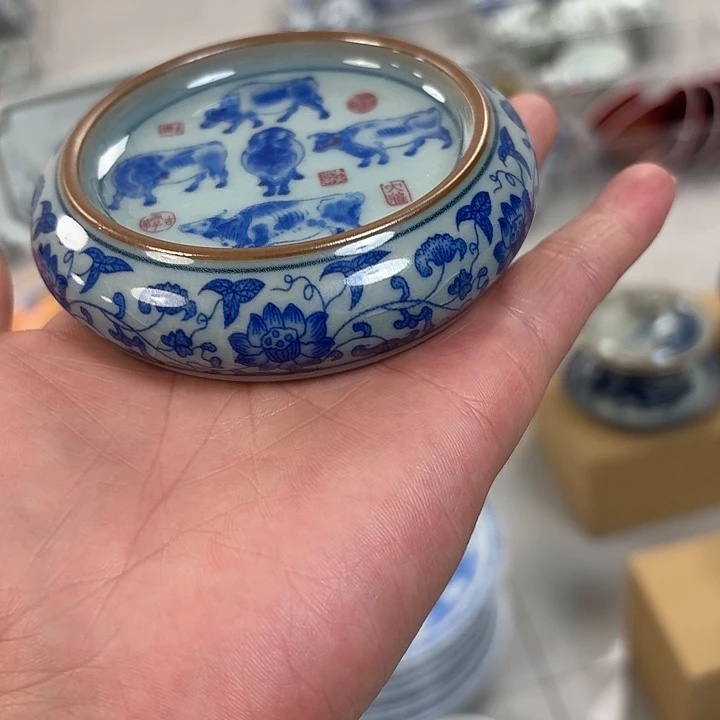 瓷片陶泥五牛杯垫景德镇