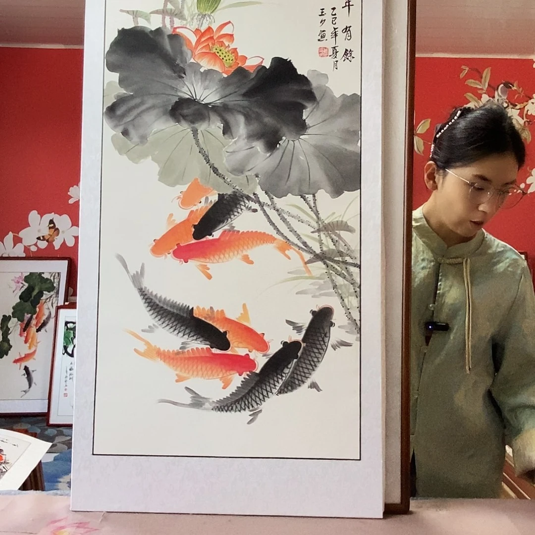 大***3国画手写手绘国画作品带框包邮62✖️122