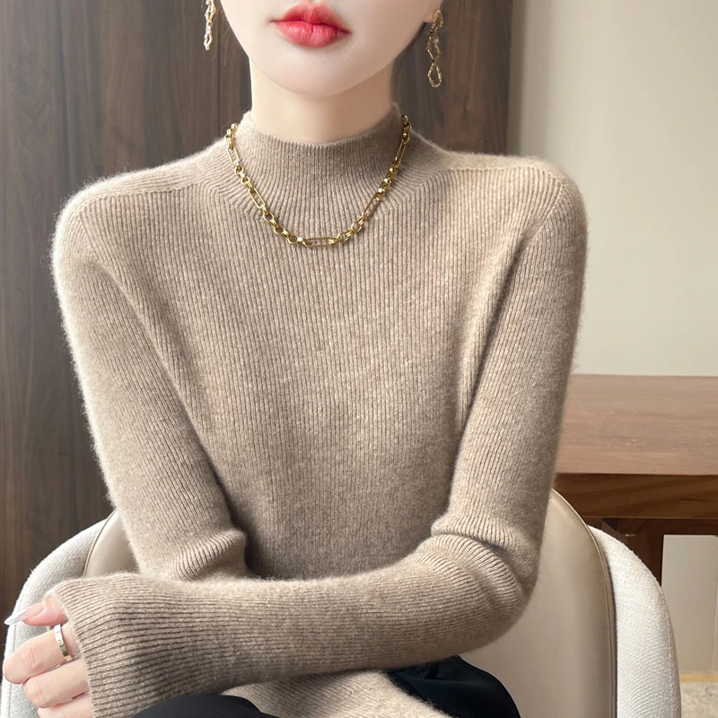一线成衣羊毛衫秋冬加厚半高领打底衫女内搭修身显瘦洋气针织毛衣