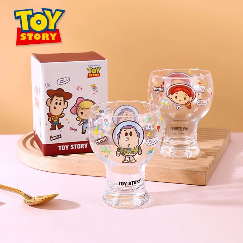 巴斯光年可爱喝水杯玻璃家用卡通啤酒高颜值果汁冷饮料杯牛奶杯子