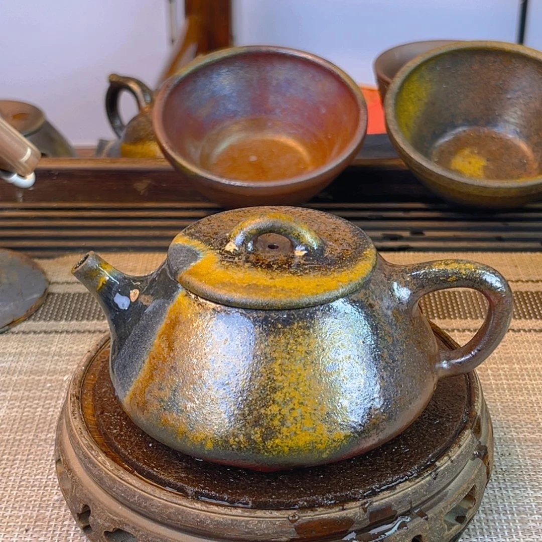 紫砂茶壶底槽清柴烧200cc