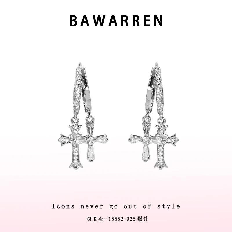 Bawarren 15552-【双十字】精美时尚百搭时尚耳环