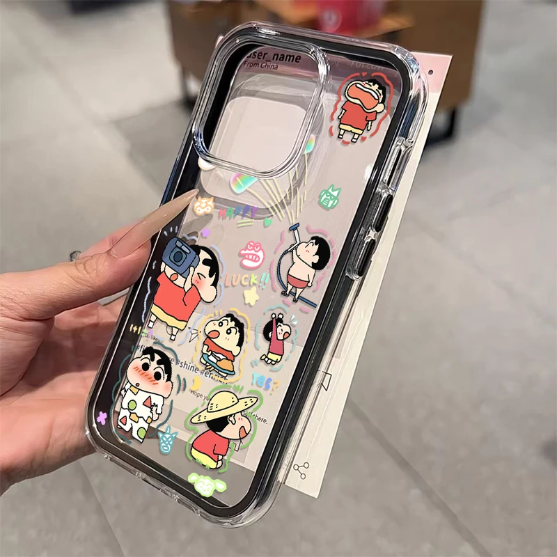 趣味蜡笔小新适用iPhone15/16promax手机壳苹果14/13防摔11透明12