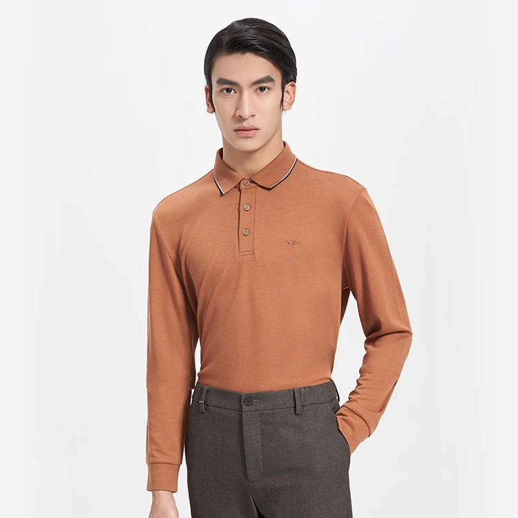 【含羊毛】七匹狼男士长袖polo衫多色商务保暖舒适弹力翻领T恤5231