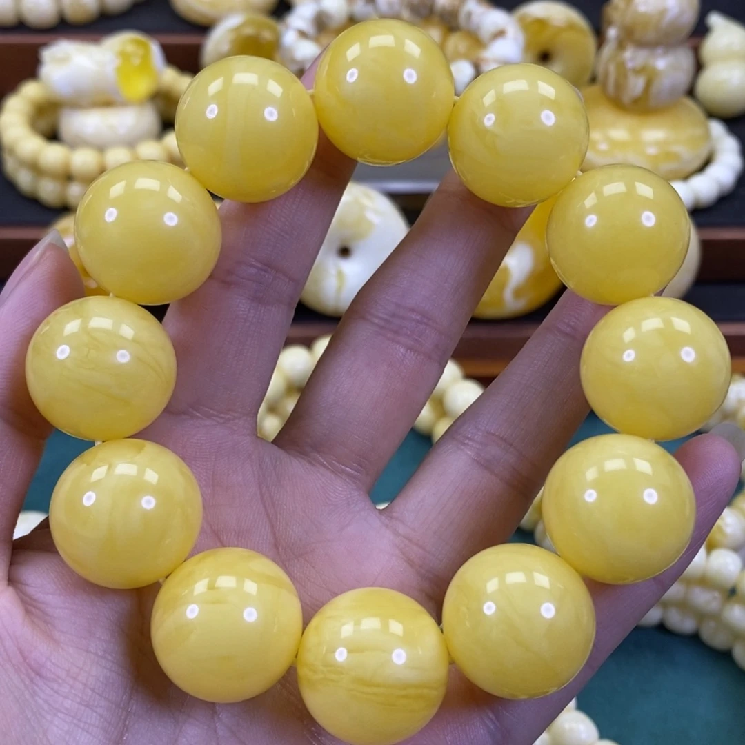 琥珀裸石未镶嵌同料手串