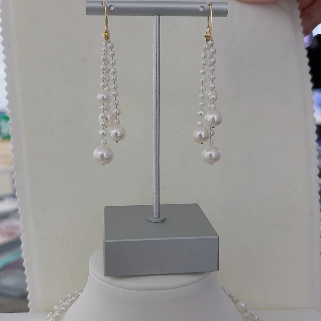 耳饰银S925镶嵌淡水珍珠