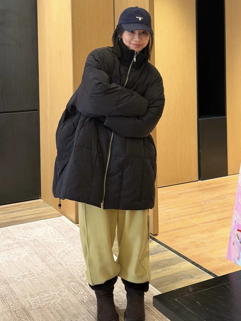 HUMSUN/禾木笙「三星奢绒」90鸭绒围裹立领拼接中长款羽绒服 5D259