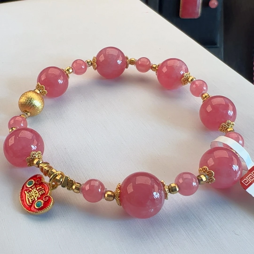 未镶嵌菱锰矿（红纹石）手串