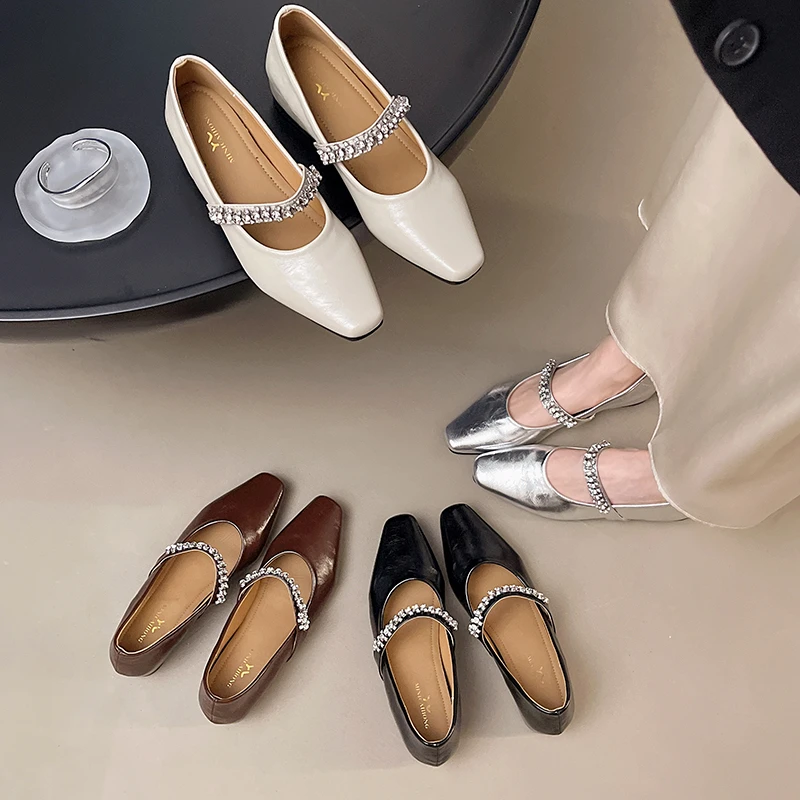 内增高银色高级跟水钻气质浅口单鞋女春季新款法式仙女风玛丽珍鞋